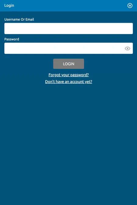 EU Casino login screen after successful registration